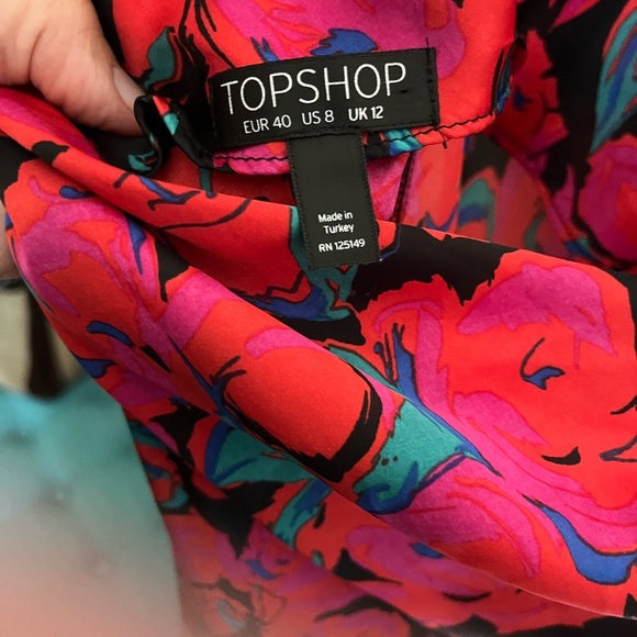 TOPSHOP Floral Vibrant Spaghetti Strap Cocktail on the Bias Maxi Dress sz 8 EUC - Picture 5 of 15